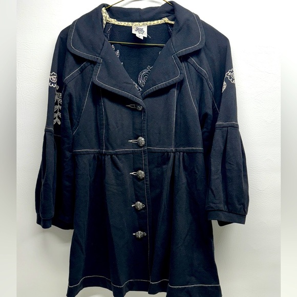 IVY JANE EMBROIDERED WOMENS JACKET 3/4 sleeves size L - Picture 1 of 8